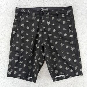 DaHui Mens 30 Black Microfiber Hybrid Chino Stretch 10 Inseam Hawaiian Shorts